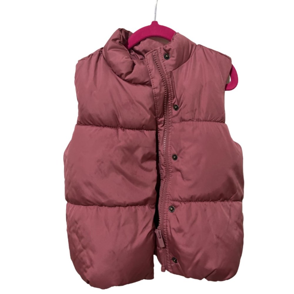 The Children's Place Girls Size 5 Pink Puffer Vest Zip & Buttoned Front